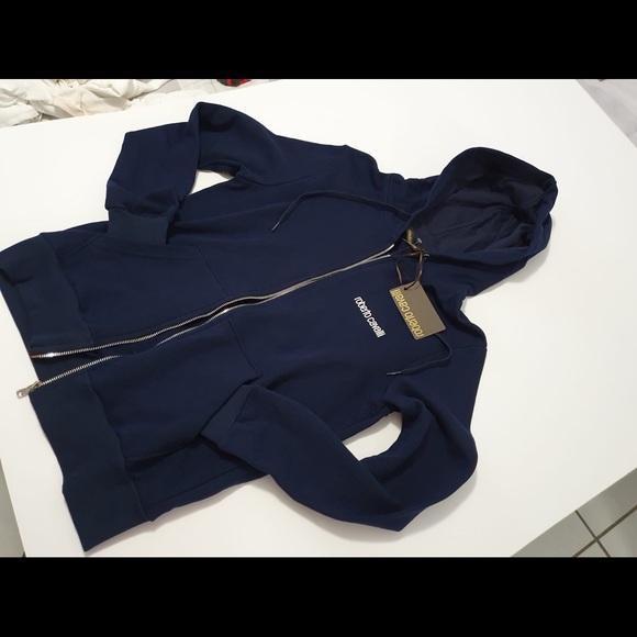 Roberto Cavalli Hoodie Men's Blue Sz Small NEW - Picture 11 of 12